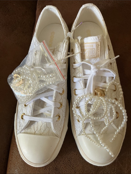 Converse Shoes - Converse All Star Chuck Taylor, White Pearl-Embellished Low Top Lace sneakers